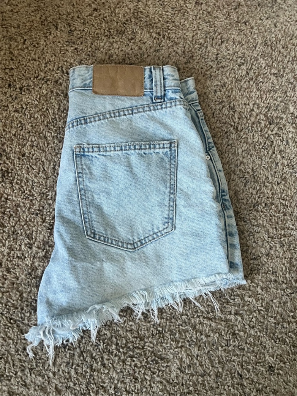 Cotton On Light Blue Denim Mini Skirt with Frayed Hem